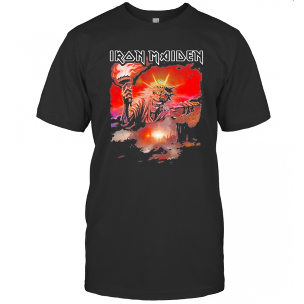 Iron Maiden Band Skeleton The Statue Of Liberty T-Shirt